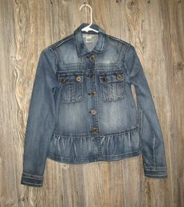 Chaqueta de Jean OSO Informal Para Mujer Azul con Volantes Larga Slv Denim Abotonada Talla XS Boho - Imagen 1 de 13
