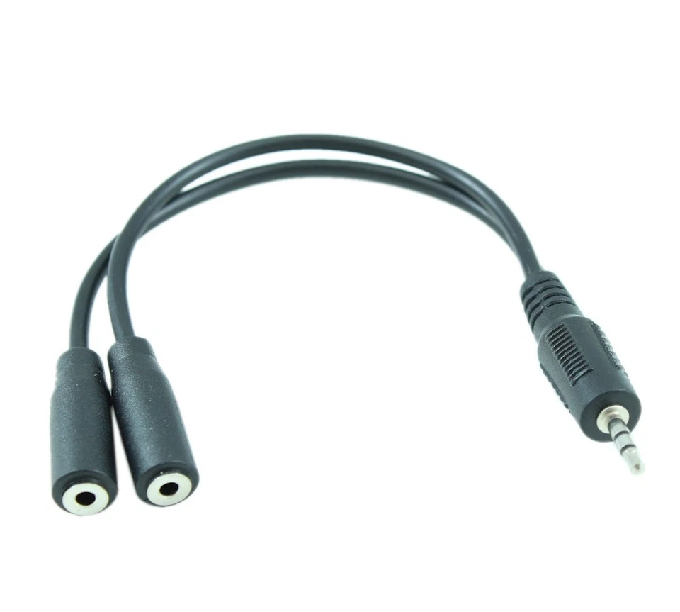 2.5mm 3 Conductor TRS Y-Split:1 Male to 2 Female Stereo Adapter Cable - Image 1 of 2