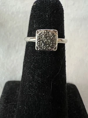 10K White Gold Vintage 7 Diamond Square Cluster, Sz. 6.25, 2.0G, Pre-Owned - Image 1 of 4