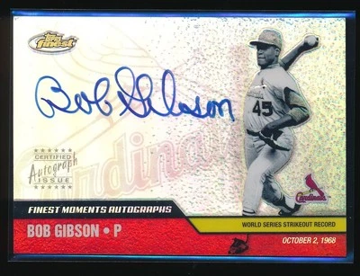 Bob Gibson 2002 Topps Finest Finest Moments Auto - Image 1 of 2