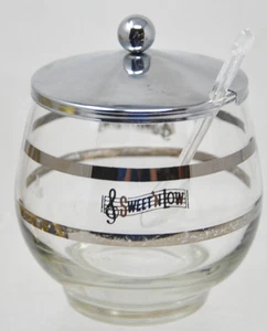 Vintage Libby Sweet 'N Low Glass Sugar Bowl Chrome Lid & Spoon - Picture 1 of 3