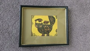 David Weidman "Cat With Birds" Framed Vintage Lithograph; EUC - Picture 1 of 5