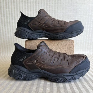Skechers Slip-ins Holdredge Ryker Work Shoes Mens Size 10 Brown Safety Toe ASTM - Picture 1 of 21