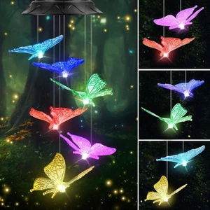 Gifts for Mothers Day Women Mom Grandma, Butterfly Solar Wind Chimes for Outs... - Picture 1 of 6