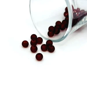 6mm Dark Red Frosted Glass Beads - US Seller - Picture 1 of 3