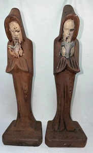Monk Figurines Ceramic Catholic Relic Monk Prayer Book Bible Bohemian Folk Art-2 - Picture 1 of 12