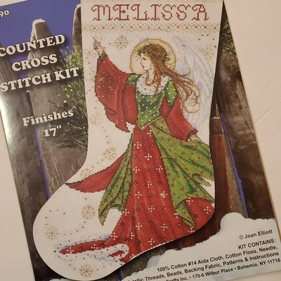 Joan Elliott Cross stitch Christmas Stocking PATTERN ONLY Heavenly angel of joy - Image 1 of 4