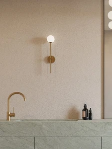 Modern Brass Globe Wall Sconce - Minimalist Vertical Wall Sconce Light Fixture - Picture 1 of 7
