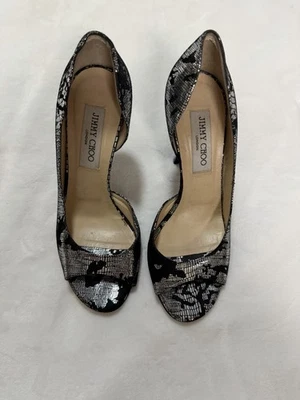 Sandália Jimmy Chop prata e preta tamanho 37 1/2 - Imagem 1 de 4