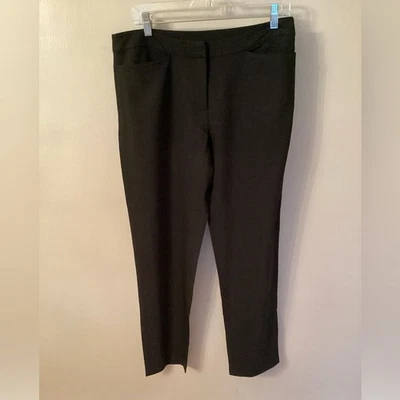 EILEEN FISHER SIZE PM BLACK WOOL BLEND FLAT FRONT ANKLE PANT TROUSERS - Image 1 of 4