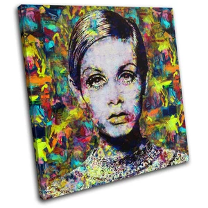 Impresión de imagen de arte de pared de lienzo único de celebridades icónicas de modelo Twiggy Pop - Imagen 1 de 1