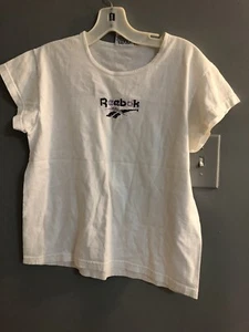Woman's Reebok Scoop Neck Shirt Size Medium White w/embroidery letters - Picture 1 of 4