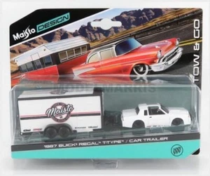 MAISTO 15368-19163-15008 BUICK - REGAL Con Remolque 1987 - Blanco Negro - 1/64 - Imagen 1 de 1