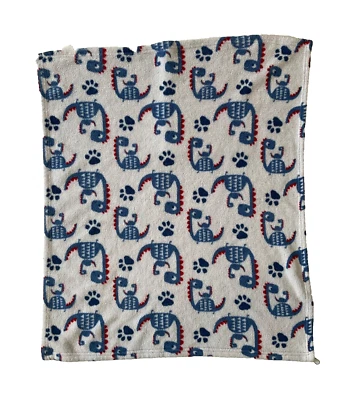 Cutie Pie Mommy Baby Dino Dinosaur Fleece Baby Blanket Lovey Blue Red White Feet - Image 1 of 4