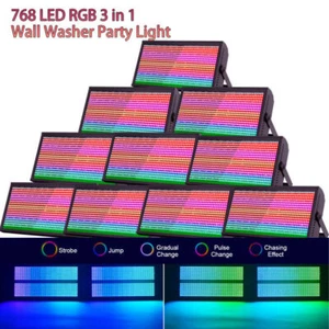 10X 200W RGBW 768LED Wall Washer Luce Stroboscopica DMX Palco DJ Fascio Luce Party Show - Foto 1 di 14