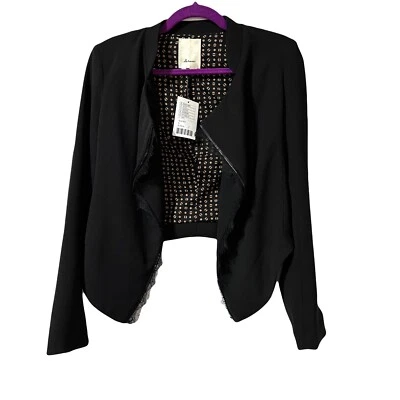Chaqueta Topper Elevenses Anthropologie Dimmet Borde de Encaje Negro Blazer S Nueva con Etiquetas Foto 1 de 4