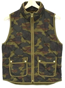 J.CREW Waistcoat Men's LARGE Down Padded Quilted Camouflage High-Neck - Picture 1 of 9