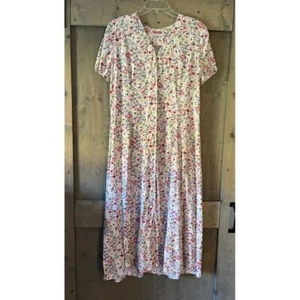 Vintage Maggy London Cottage Core Midi Dress Floral Rayon Button Front Size 14 - Picture 1 of 6