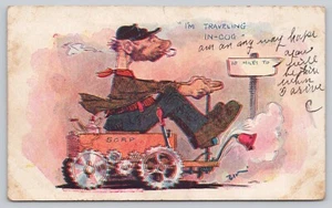 Postcard Comic Humor "I'm traveling in-cog..." C 1908? - Picture 1 of 2