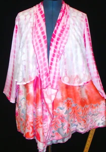 Multiples Women Layered Cardigan size 2X Open Front Burnout Top Knit Lace - Picture 1 of 11