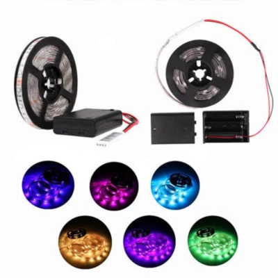 Battery Powered LED Strip Light 3528 SMD Tape with Battery Box white RGB 0.5M-2M - Image 1 of 4