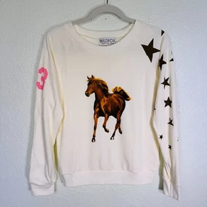 Wildfox Sweatshirt Womens Small Horse Star Jockey Fiona Crewneck Equestrian NEW - Picture 1 of 8