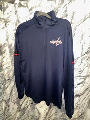 ADIDAS CLIMALITE NHL WASHINGTON CAPITALS 1/4 ZIP PULLOVER BLUE MENS M EXCELLENT - Image 1 of 4