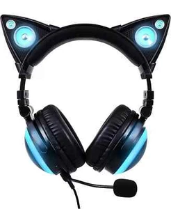 KUQIRMAOERJI SELKIRK Cat Ear Headphones With Blue High-performance - BLACK - Picture 1 of 5