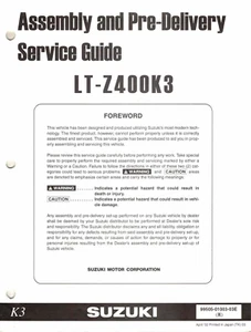 Original Suzuki nuevo ATV manual de servicio/ensamblaje 2003 LTZ400/LT-Z400 - Imagen 1 de 3