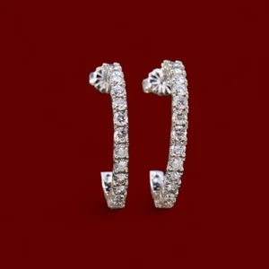 Women Diamond Earring 14k White Gold Hoop Lab Grown 2.50 Carat Round Cut 26 MM - Picture 1 of 16