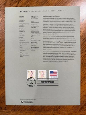 American Commemorative Cancellations #2427 - Poppies & Coneflowers (#5901) - Image 1 of 2