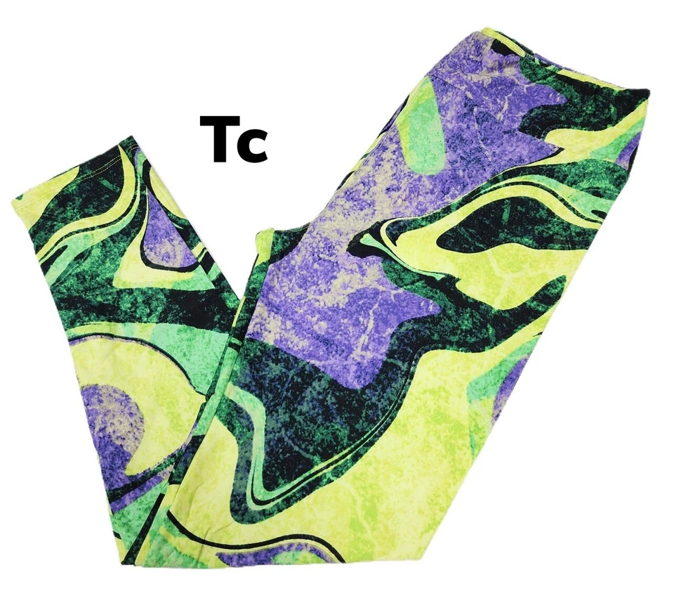 Tc LuLaRoe Leggings Halloween Negro Verde Púrpura Remolinos Se Ajusta 12/18 Foto 1 de 1