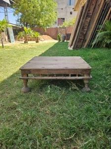 Handcrafted Wooden Bajot Table – Traditional Indian Low Stool, Decorative Decor - Picture 1 of 5