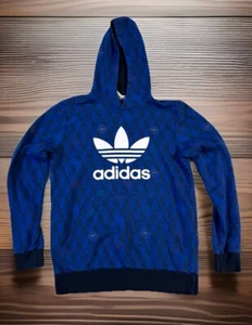 Adidas Originals Graphic Hoodie Kids 15-16Y US XL Blue All Over Logo - Picture 1 of 8