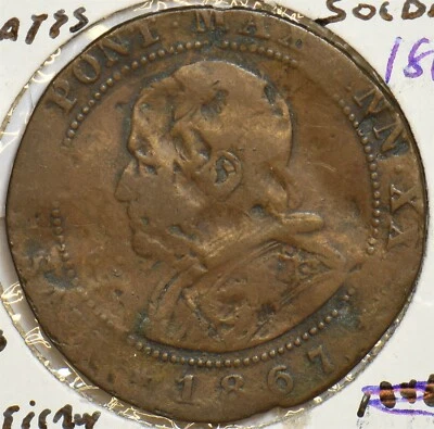 Vatican 1867 2 Soldi Papal States 298104 combine shipping - Image 1 of 2