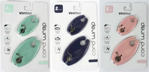 Vivitar 2 Pack Cord Earphone Wrap Keychain - Seafoam Green Navy Blue Soft Pink - Picture 1 of 8