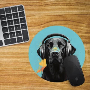 Black Labrador Round Mouse Mat Pad Funny Computer PC Laptop Gift Gaming - Picture 1 of 1