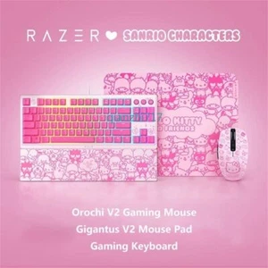 Razer x Sanrio Hello Kitty Orochi V2 Gaming Mouse&Mechanical Keyboard+Mouse Pad - Picture 1 of 20