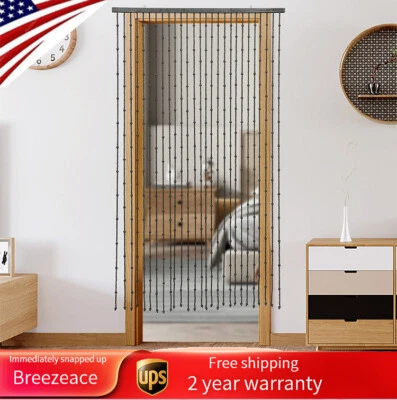 Natural Wooden Door Beaded Curtain Decorative Doorway Beads Curtains 90*180 cm - Image 1 of 4