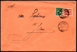 1944 19 LUGLIO AFFRANCATURE IN EMERGENZA LETTERA DA DERVIO PER COMO AFFRANCATA C - Picture 1 of 2