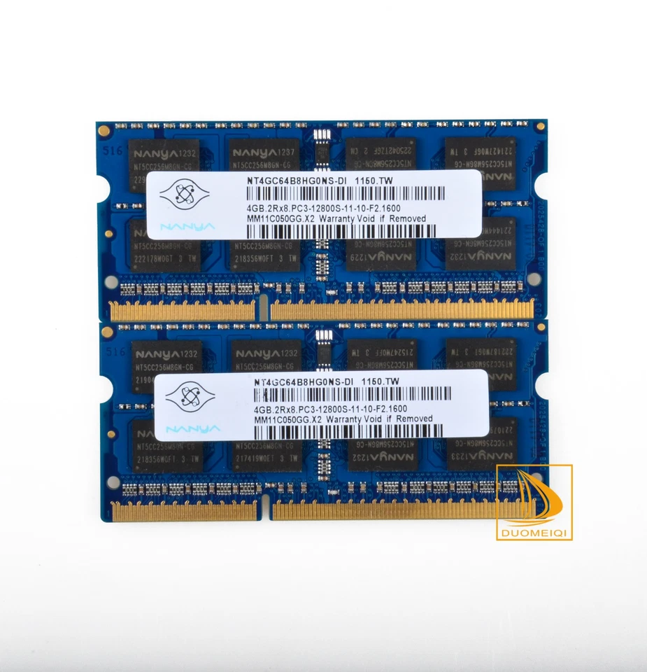 2PCS Nanya 4GB 2RX8 PC3-12800S DDR3 1600Mhz 204Pin SODIMM Laptop Memory RAM - Image 1 of 4