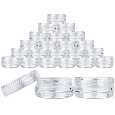 50 Pack 3G 3ML Cosmetic Small Sample Plastic Jars Clear cream Makeup BPA Free   - Image 1 of 4