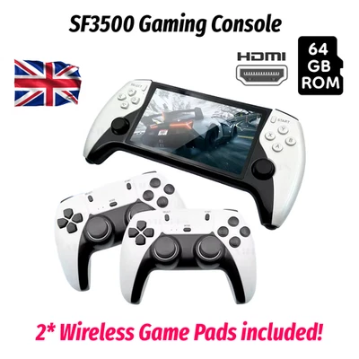 SF3500 Game Console Retro Handheld 5" Screen HDMI + 2 Wireless Controllers 64GB PS1 X9