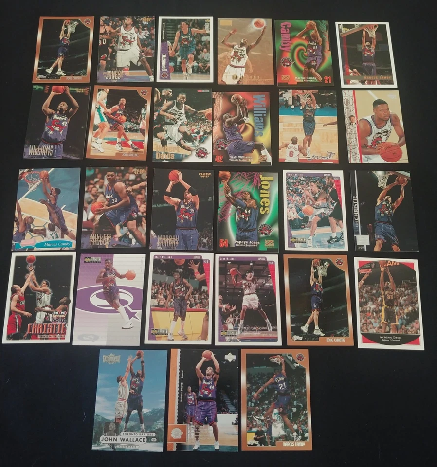 Lote de 27 cartas de baloncesto de la NBA de los Toronto Raptors estrellas novatos DAVIS CHRISTIE CAMBY Foto 1 de 4