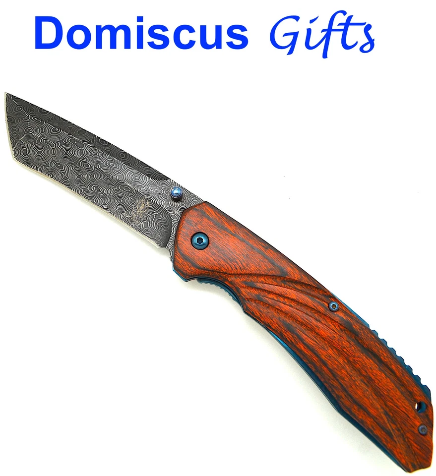 Buckshot Knives Pbk220 Thumb Open Spring Assisted Tanto Cleaver Classic Wood