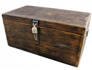 Antique Wooden Trunk Iron Details 4021 - Picture 1 of 5