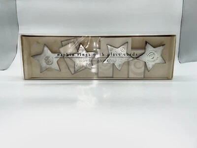 PIER 1 PLATEADO 2 JUEGOS DE SERVILLETEROS 4 ESTRELLAS / TARJETEROS DE LUGAR CON TARJETAS Foto 1 de 4