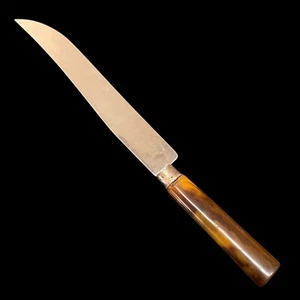 Cuchillo Warwick Vintage 12 pulgadas Hoja Inoxidable Caramelo Baquelita Mango Inglaterra - Imagen 1 de 9