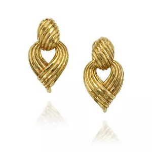 Henry Dunay Hammered 18k Yellow Gold Ear Clips 1-3/4" x 7/8" 33.8g - Picture 1 of 2