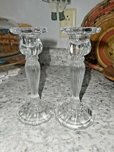 Shannon Godinger Crystal TRIUMPH Candle Stick Holders Taper 7" Pair Set of 2 - Picture 1 of 12